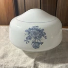 Vintage White Milk Glass Blue Corelle Floral Ceiling Fan Light Globe Shade