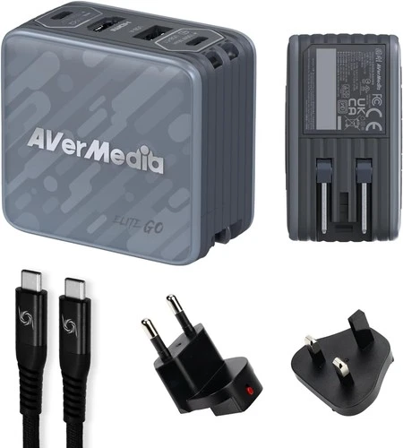 AVerMedia GC313Pro ELITE GO - 1080p60 Capture Card & 100W GaN USB-C Charging Hub