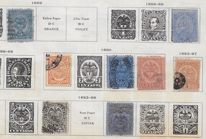 8 Colombian Republic Stamps from Quality Old Antique Album 1883-1898