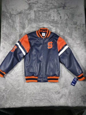 Vintage Syracuse University Jacket Mens Large Leather Jacket Bomber Varsity NWT
