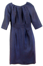 Elegant CAROLINA HERRERA "Eggplant & Black" Textured/Gathered Dress in  Size 6