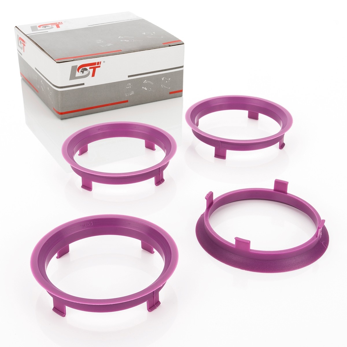 4x Distance Rings Centering Magenta Alloy Wheels Ø 65,1 MM - Ø 70,1 for Lexus