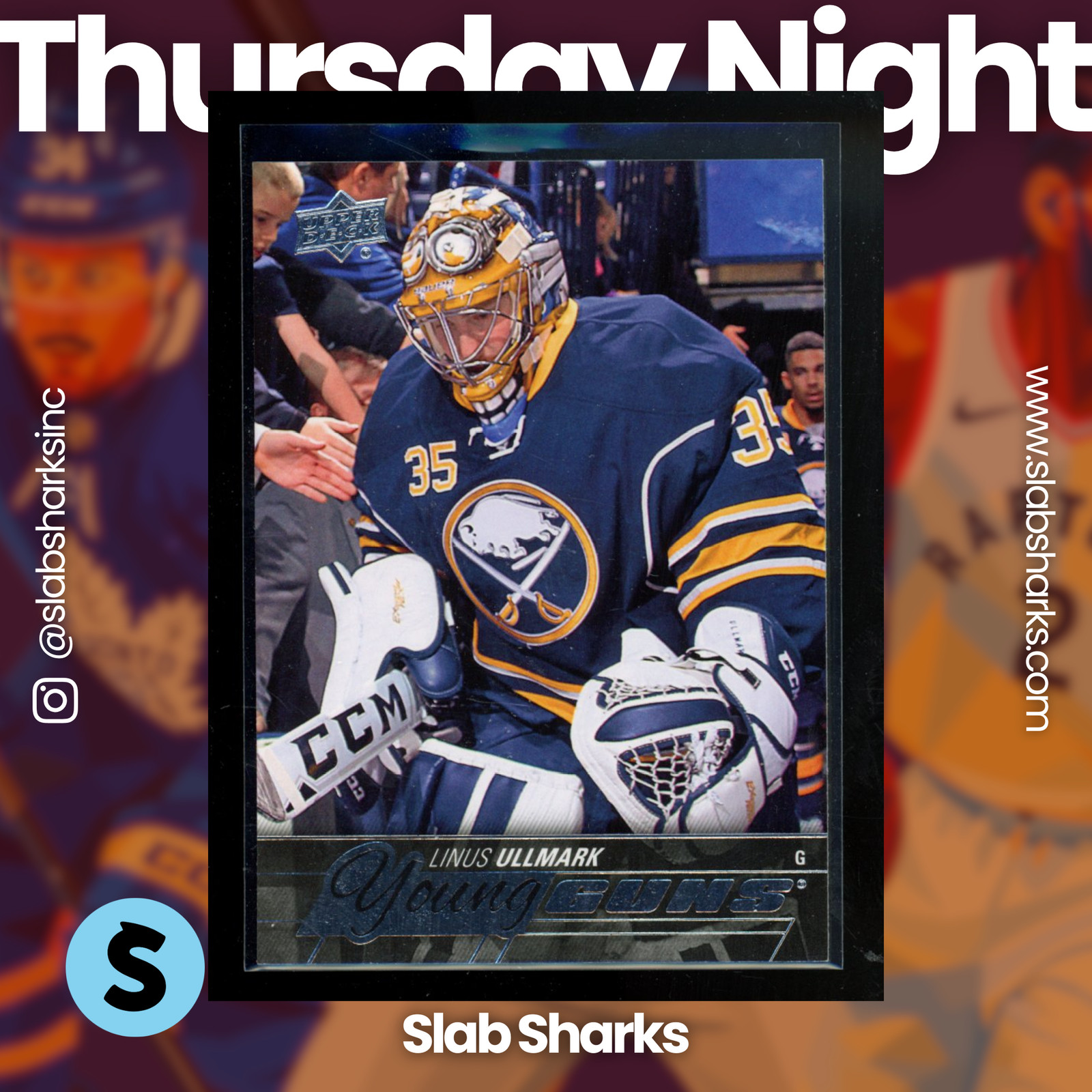 2015 UPPER DECK #472 LINUS ULLMARK YOUNG GUNS RC ROOKIE