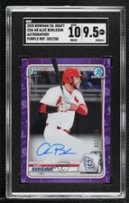 2020 Bowman Draft Chrome Picks Purple Refractor Alec Burleson SGC 9.5 Auto 1j7t