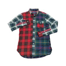 Ralph Lauren Tartan Plaid Flannel Asymmetrical Patchwork Hemd kariert size XS