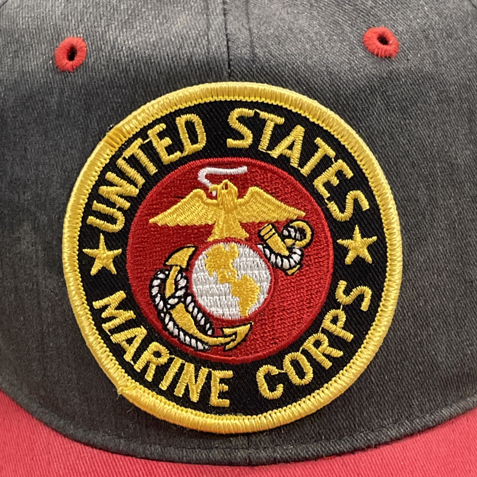 USMC EGA Patch Gray & Red Adjustable Baseball Cap… - image 2