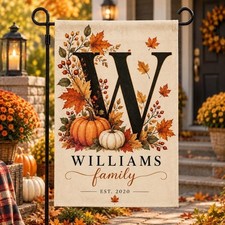 Personalized Custom Family Name Yard Fall Decor Garden Flag 12 18/28 40 Inch