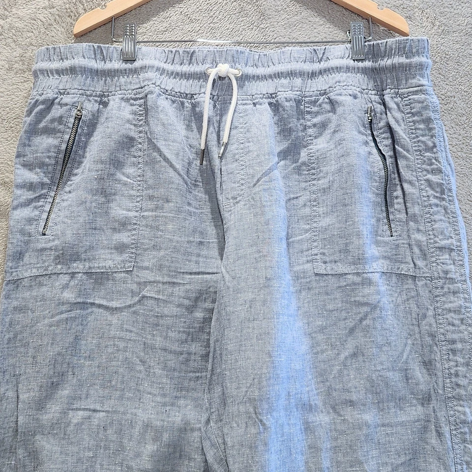 Pantalones de pierna ancha de lino Athleta azul Cabo para mujer talla 20 Beach Coastal Resortwear Foto 2 de 4
