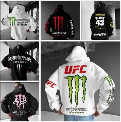 Neu Herren Monster Energy Fashion Pullover hoodie Mehrfarbiges Design DE