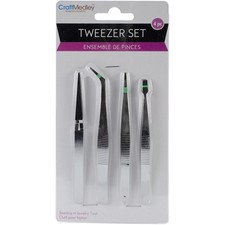 6 Pack - Craft Medley Tweezers 4/Pkg-4.75" - BT205