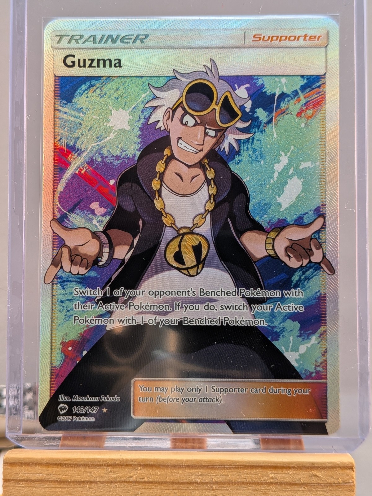 Pokemon Guzma 143/147 SM Burning Shadows Full Art Ultra Rare Holo Eng 2017 NM