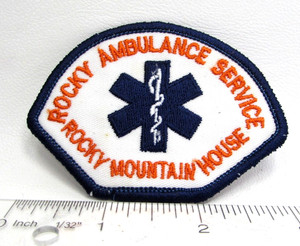 Vintage Rocky Ambulance Service Jacket Patch Rocky Mountain House AB Canada