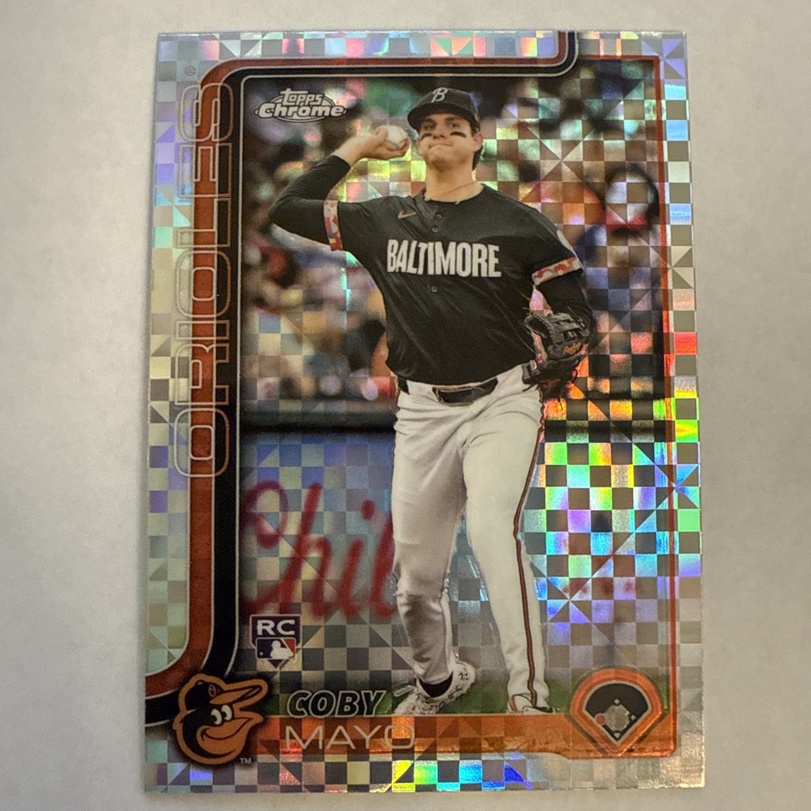 2025 Topps Chrome Coby Mayo #120 RC X-Fractor Baltimore Orioles