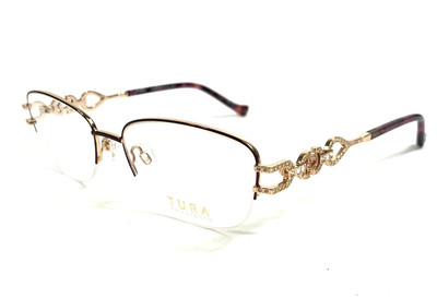 Tura Brilliance Eyeglasses Frames TE287 EGG Eggplant Gold Crystals 54-16-140