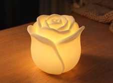 Rose Shaped Tealight Holder White Includes Electronic Tealight