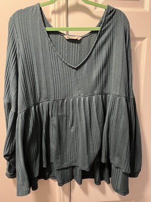 So Junior Plus 3X teal blue super soft babydoll shirt