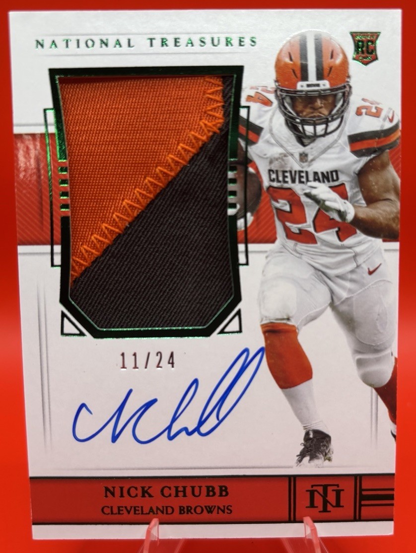 Nick Chubb 2018 National Treasures Green Jersey Number RC Auto Patch RPA #d/24