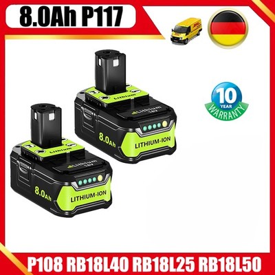 8.0Ah/ 18V Akku Für RYOBI One Plus Lithium RB18L50 P108 Batterie 18 Volt