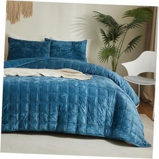 Ultra Soft Velvet Quilt Set Full Queen Size - Luxury Lightweight Velvet