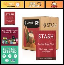 Double Spice Chai Black Tea Bags - 100 Count Box, Bold Flavor, Premium Quality