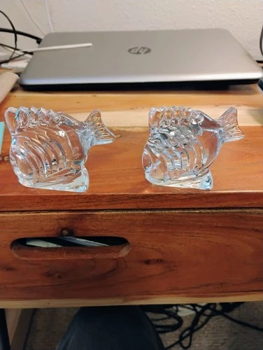 Vintage WATERFORD Crystal Fish Paperweight Figurine CRYSTAL DECOR 3.5" x 3.5