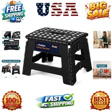 9 Inch Folding Step Stool, 300 Lbs Capacity Non-Slip Plastic Step Stool with ...