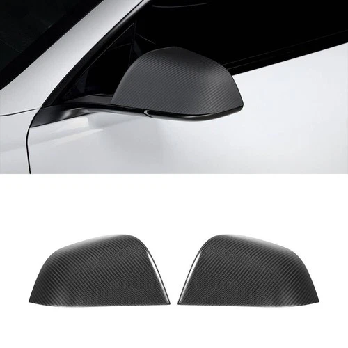 Matte Real Carbon Fiber Side Rear View Mirror Covers For Tesla Model 3 2017-2025