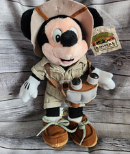 Disney Store Safari Mickey Mouse Animal Kingdom Plush 9" Bean Bag NWT Explorer