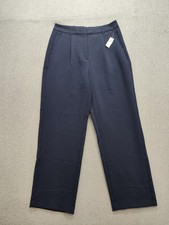 Old Navy Women Pants LT Navy Blue Taylor Wide Leg Pleated Full Length Trousers