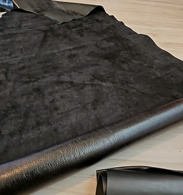 3-4oz BLACK DISTRESSED SOUFFLE VINTAGE LEATHER PANEL/SHEET/SQUARE/12x12x24/SCRAP