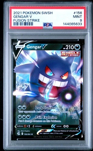 2021 POKEMON SWORD & SHIELD FUSION STRIKE #156 GENGAR V PSA 9
