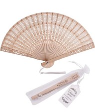 Wooden Hand Fan Handheld Folding Fans with Organza Bags Wedding Favors 50 Pk