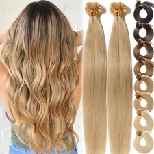 Flat Nail U Tip 100 Real Remy Human Hair Extensions Keratin Fusion 16 24Inch