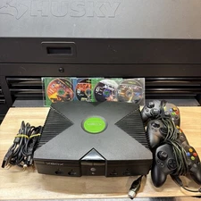Microsoft Xbox Original Fat Black Console With Controller, Cables & Games Bundle