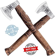 CUSTOM HAND FORGED CARBON STEEL VIKING VALHALLA AXE NORSE BATTLE AXE GIFTS