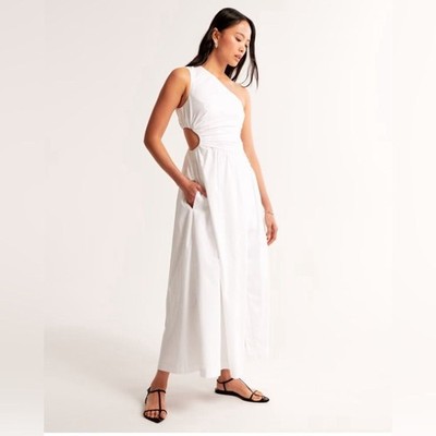 Abercrombie & Fitch Fiore One Shoulder Maxi Dress XL Cutout High Slit NWOT