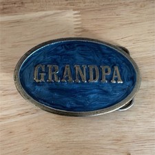 Great American Grandpa Blue Metal Belt Buckle Original 1982 D1005