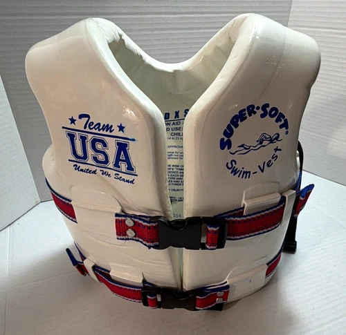 Super-Soft Team USA Child XS Swim Vest Type III PFD Life Jacket White Red Blue - product listing photo