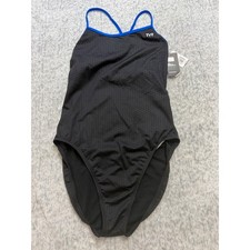 TYR Trinityfit Durafast Elite Swimsuit Womens 40 Black Blue Honeycomb CL001UF