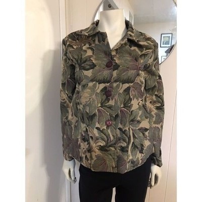 NWOT Niche Nilgun Derman Classic Green Tapestry Cotton Blend Jacket W/Pockets S