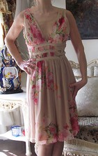 BLUMARINE BLUGIRL Runway Old rose/Pink,Roses Print,Silk dress It 44,US 8-10,M-L