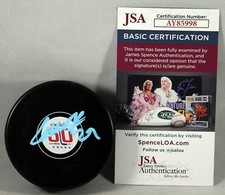 HENDRIX LAPIERRE SIGNED WASHINGTON CAPITALS 50TH ANNIVERSARY Puck AUTO +JSA COA