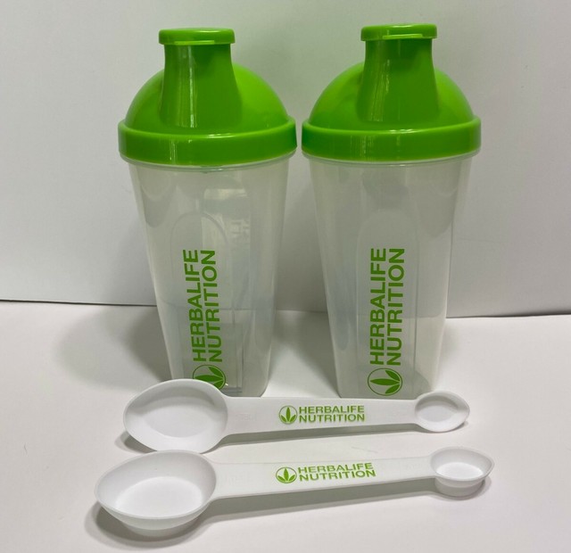 2 HERBALIFE SHAKER CUPS WITH 2 SPOONS ORIGINAL FORMULA ONE LINE USA