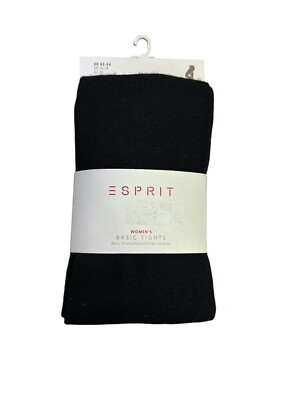 ESPRIT Strumpfhose Plain Wolle Damen schwarz ohne Muster blick dicht Größe 42-44