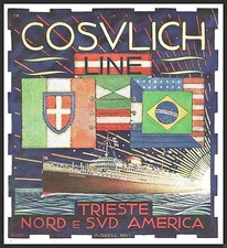 PUBB. 1926 COSULICH TRIESTE BANDIERE NAVE  AMERICA SATURNIA OCEANO ARGIO ORELL 