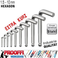 Innensechskant Winkel Schlüssel Set 1.5 - 10mm Kugelkopf Kurz Für Inbus Schraube
