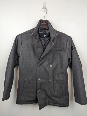 Calvin Klein Jeans Zippered Button Jacket Mens Large Gray