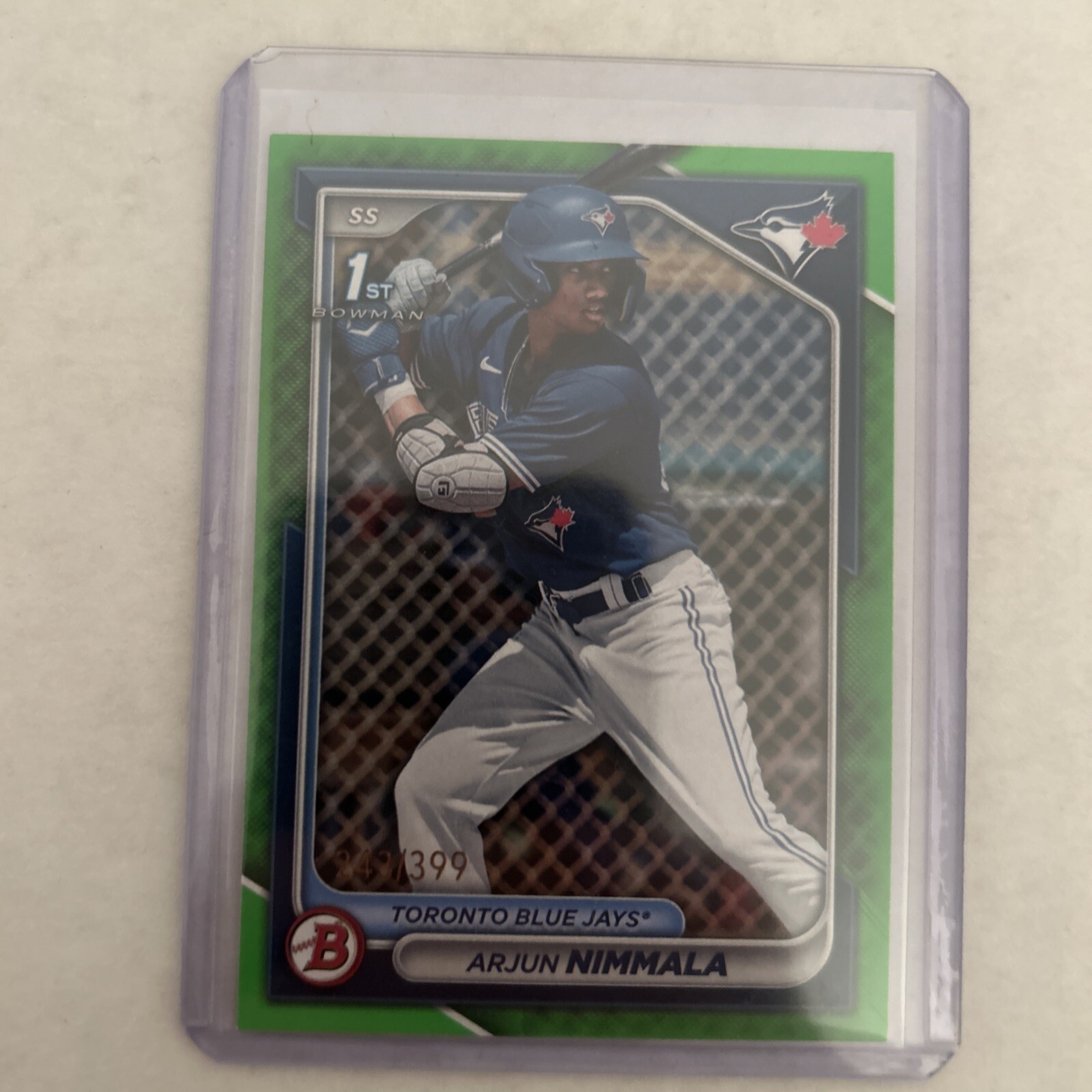 2024 Bowman Arjun Nimmala 1st Neon Green /399 Blue Jays 1st Prospect #BP-142