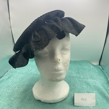 Vintage Nell New York Ladies Black Hat With Ribbon/Bow One Size