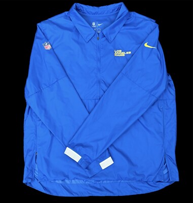 Nike NFL LA Rams Men's Coaches Half Zip Jacket Blue, Beige Bone On Field  Apparel